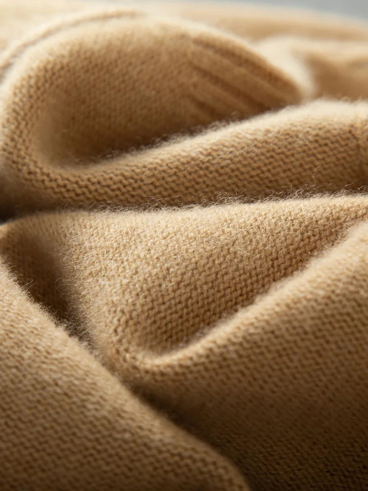 autumn and winter mens cashmere sweater solid color pullover high lapel loose versatile base 251015