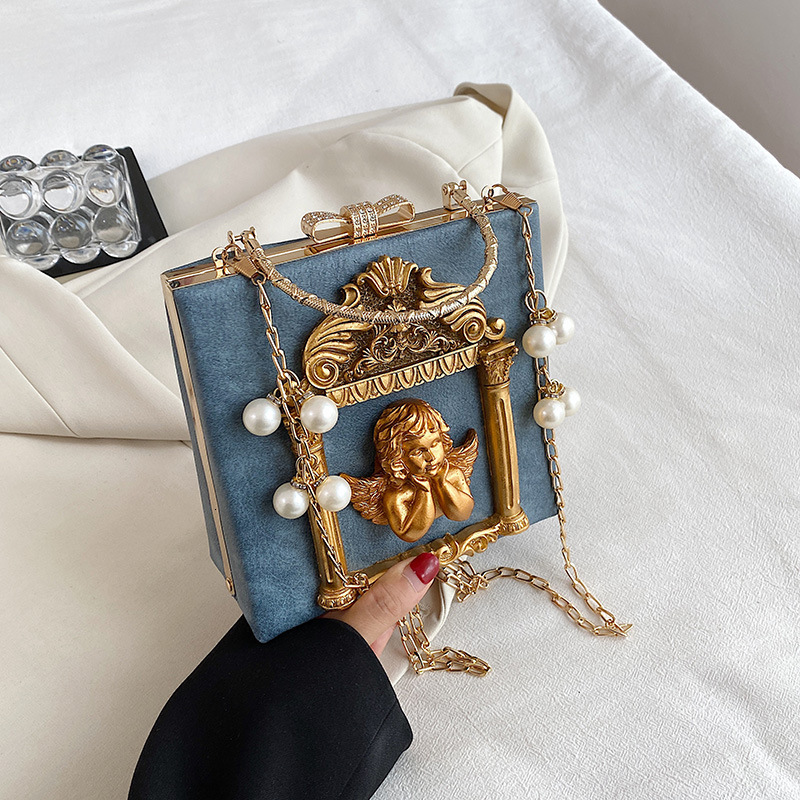 Luxury Brand Designer Bag New Women's Bag Baroque Relief Angel Flower Handheld Chain Bag Niche Single Shoulder Crossbody Bag