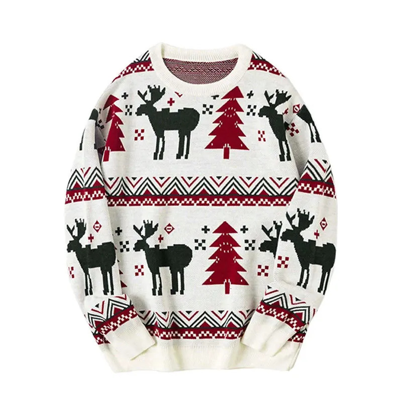 Mens Americanstyle Christmas knitted pullover sweater 2025 autumnwinter style roundneck longsleeve 251015