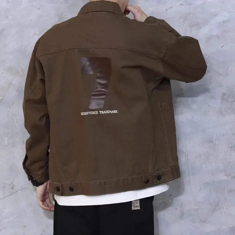 Cargo Plus Size Mens Denim Jacket Autumn Wide Sleeves with Print Male Jean Coats er Japanese Retro Low Price of Fabric L 251014