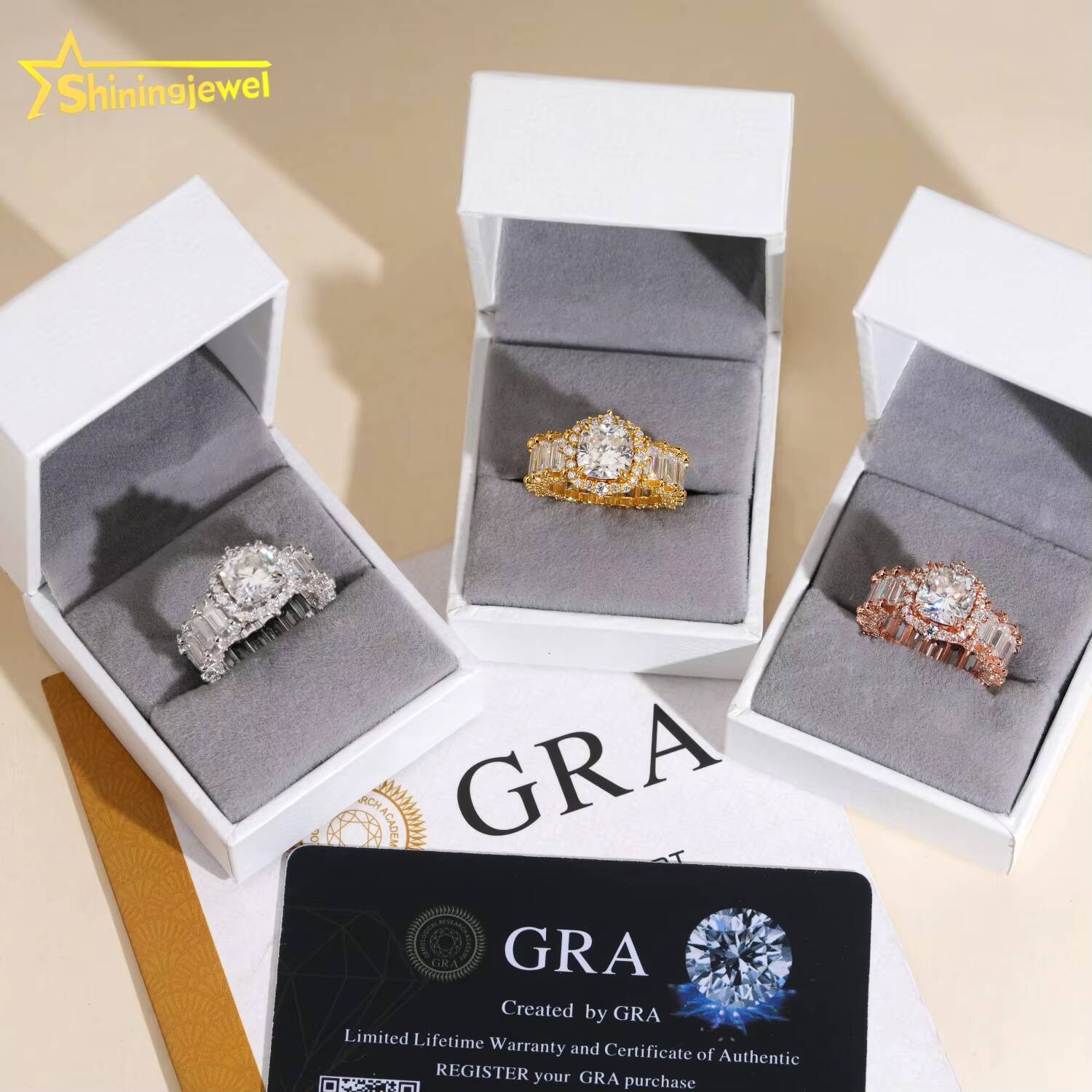 Fashion Iced Out Diamond Emerald Cut Band Women Engagement Ring VVS Moissanite Fine Hop Jewelry 925 Sliver Wedding Ring