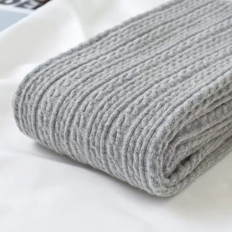 7PCDurable Autumn-Winter Ladies Thermal Knit Leggings with Comfortable Deep Grey Color