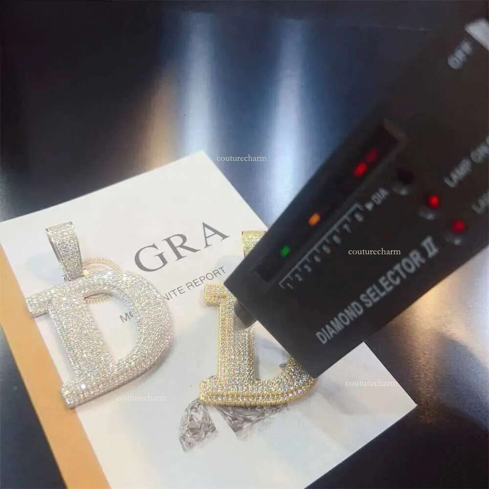 High Quality Bg Sier Fully Iced Out Custom Letter D Moissanite Hip Hop Pendant For Men Single alphanumeric customization Customizable with any single 
