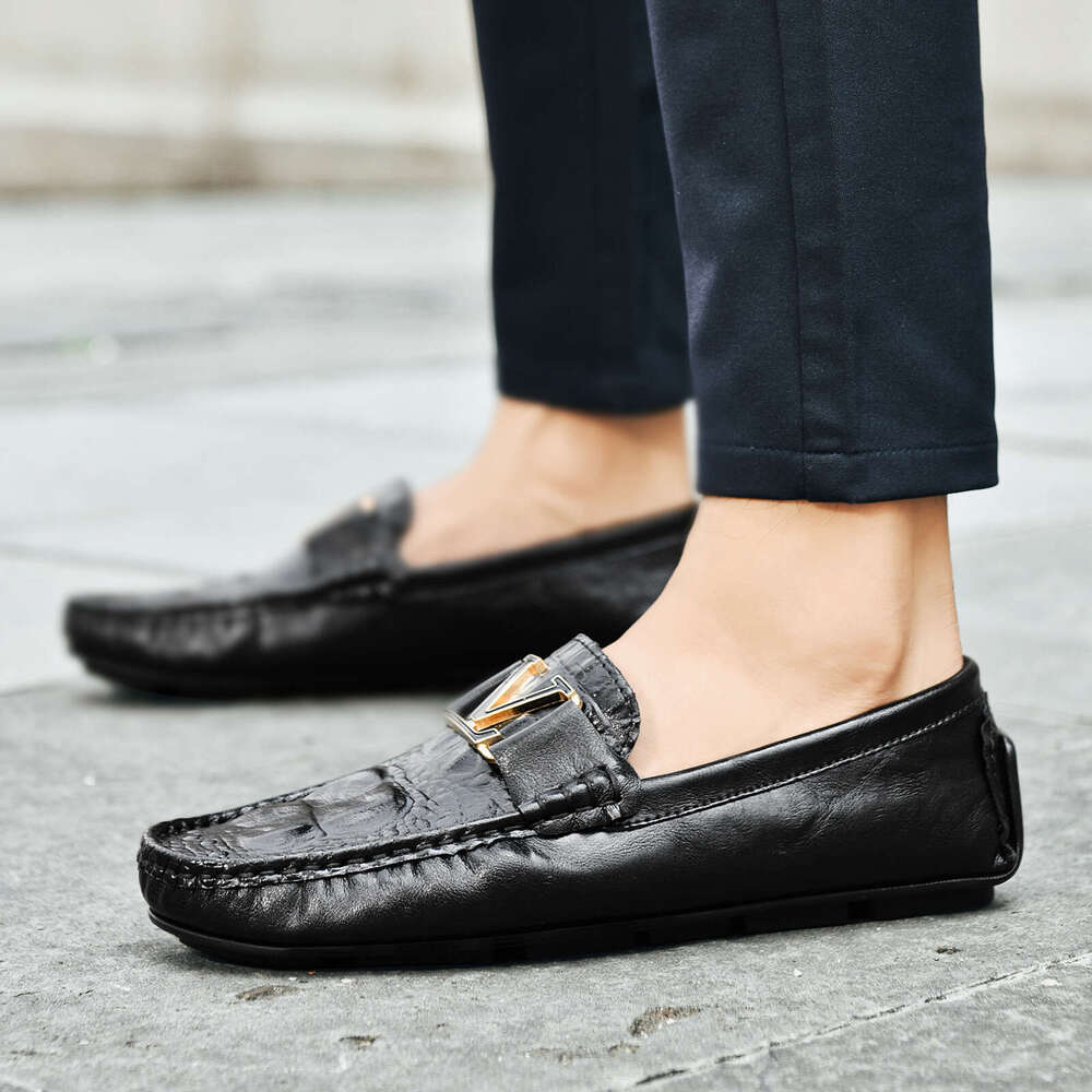 Live Crocodile Pattern schuhe Loafers Lazy luxury Driving British Casual Genuine Leather Cowhide Men's Shoes mens dress shoes