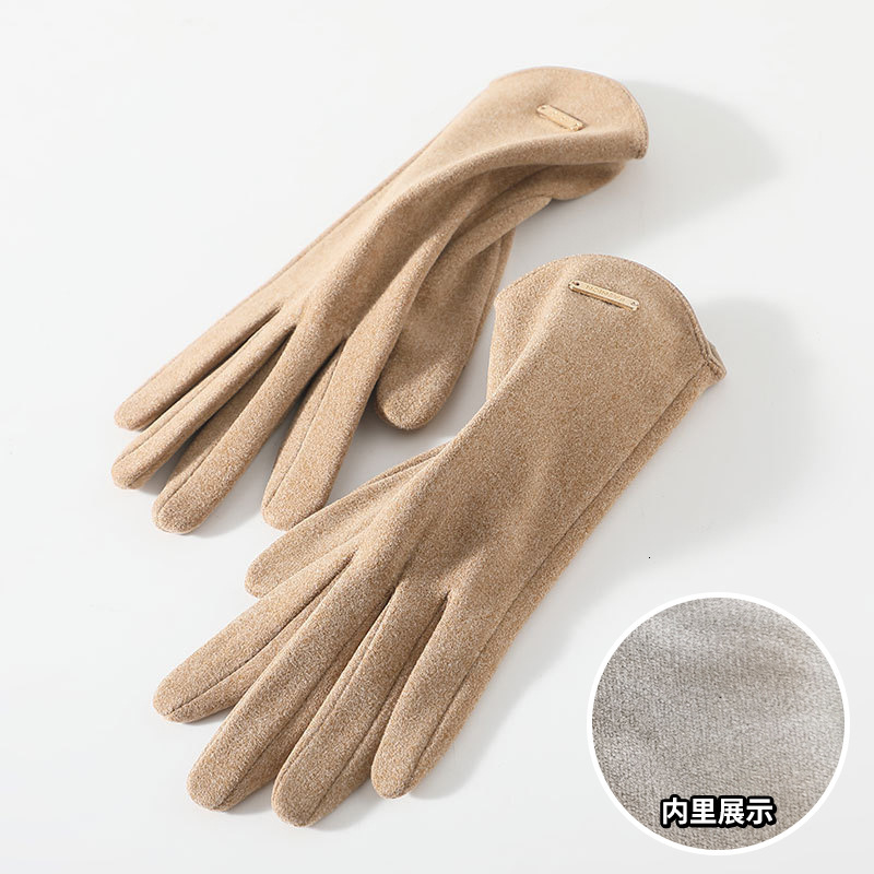 De Rong Warm Autumn Winter Gloves Women Plush Touch Screen Korean Style Versatile High-end Feel Outdoor