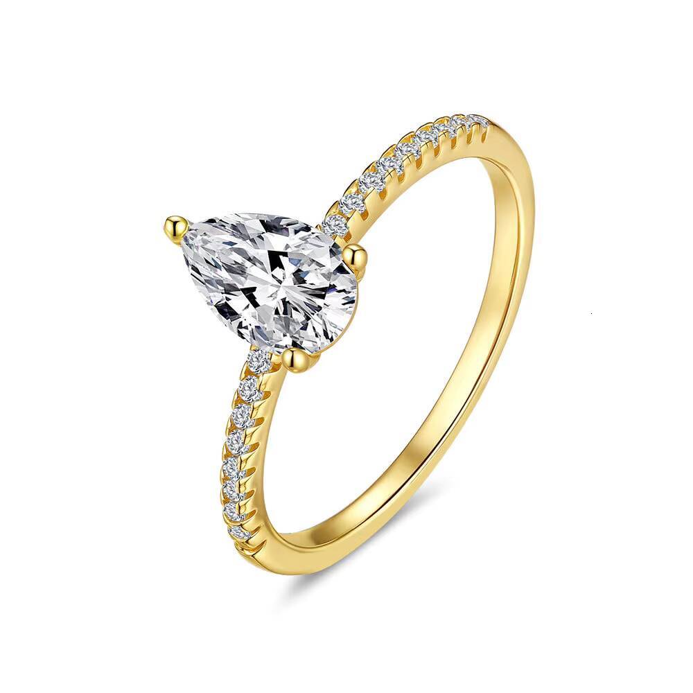 1CT 925 Sterling Silver Rings Pear Cut Moissanite Teardrop Engagement Wedding Bands for Women Fashion Jewelry
