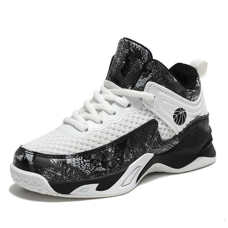New Boys' Basketball Shoes Mesh Breathable Mid Top Trendy Sports Shoes Outdoor Fashion Designer Children's Running Shoes