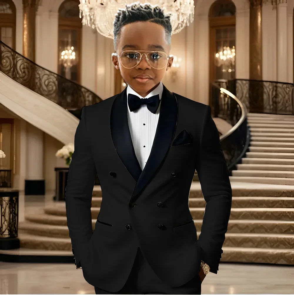 Boy Suits for Wedding Tuxedos with Black Shawl Lapel Double Breasted Mint Kids Wear Two Pieces Slim Flit Prom Party Blazer 251017