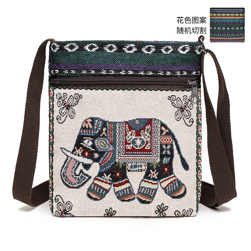 New women's crossbody bag canvas woven designer Chinese style cute multifunctional shoulder bag mobile phone bag Miao crossbody bag