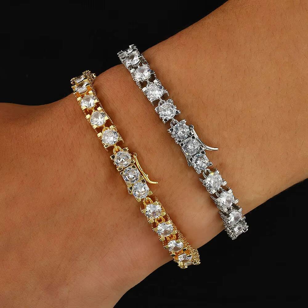Eskeem 6mm High Quality 925 Sterling Silver Moissanite Brilliant Tennis Shining Bracelet Pass the Diamond Test