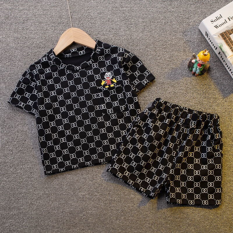 Free Shipping 2025 Kids Cartoon Print Short Sleeve 2-Piece Set, Boys Girls Summer Casual Outfit, Cute T-Shirt and Shorts for Toddlers