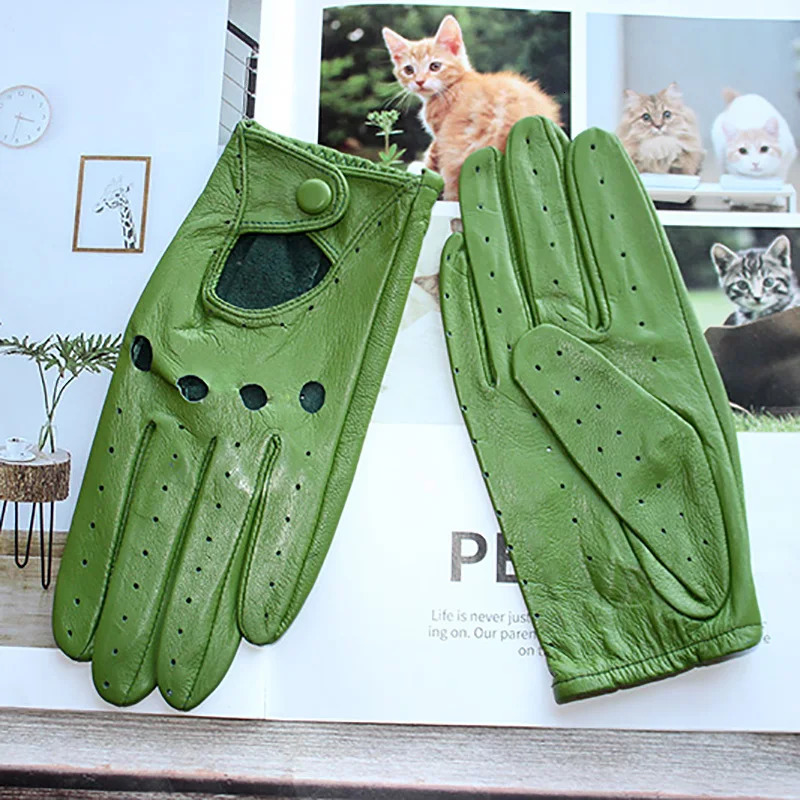 Driving Leather Gloves for Womens SingleLayer Unlined Thin Hollow Style Outdoor Cycling Driver Gloves Free of 251015