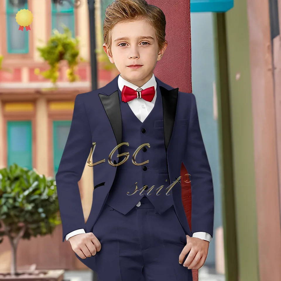 Boys shawl collar tuxedo 3piece set jacket vest trousers wedding party event celebration custom tuxedo suit 251017