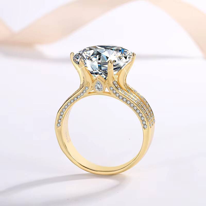 925 Silver Moissanite Ring Excellent Cut D Color 10 Carats Passes Diamond Test Engagement Ring for Gift Women Fine Jewelry