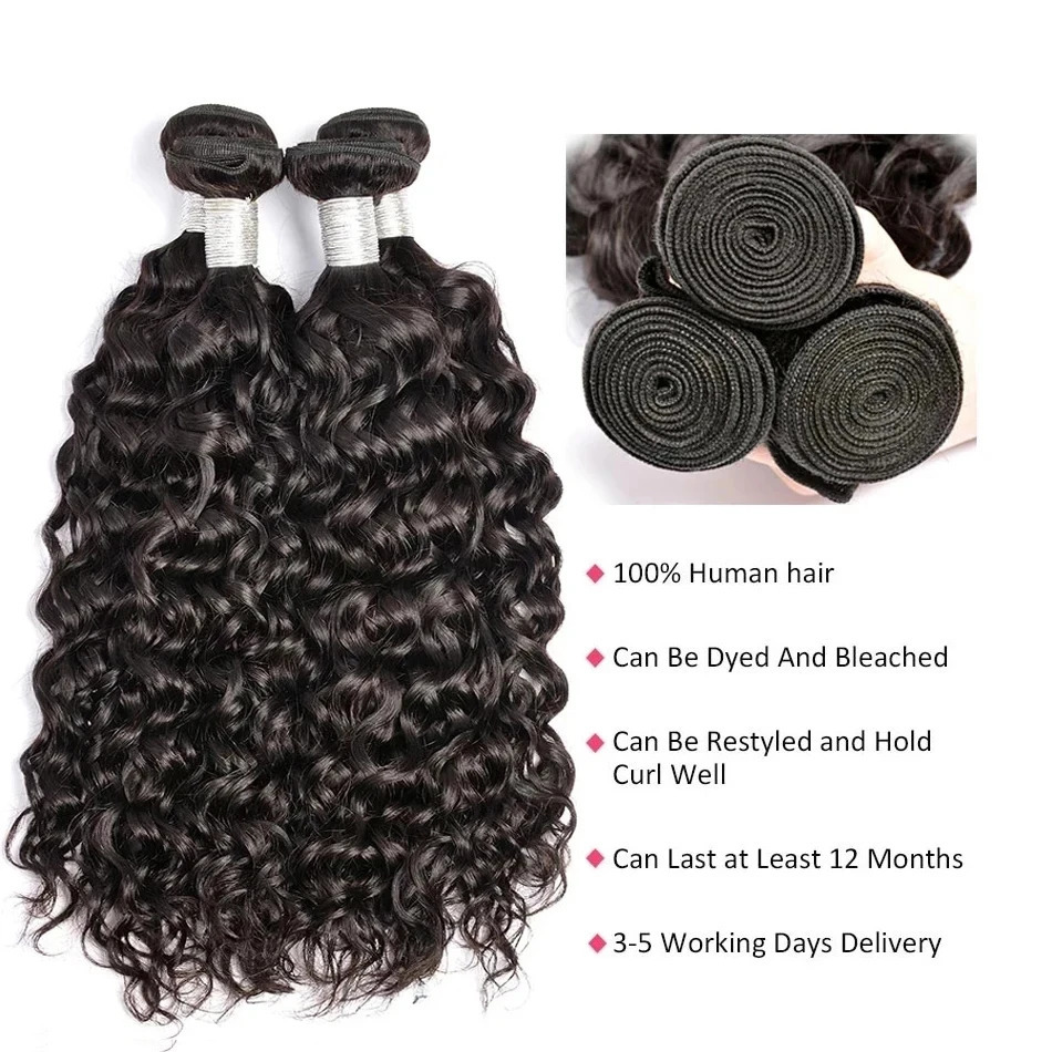 100 Unprocessed Malaysian Remy Human Hair Weave Extensions Wet and Wavy Hair Bundles cheveux humain 12A Water Wave Bundle Deals 251018