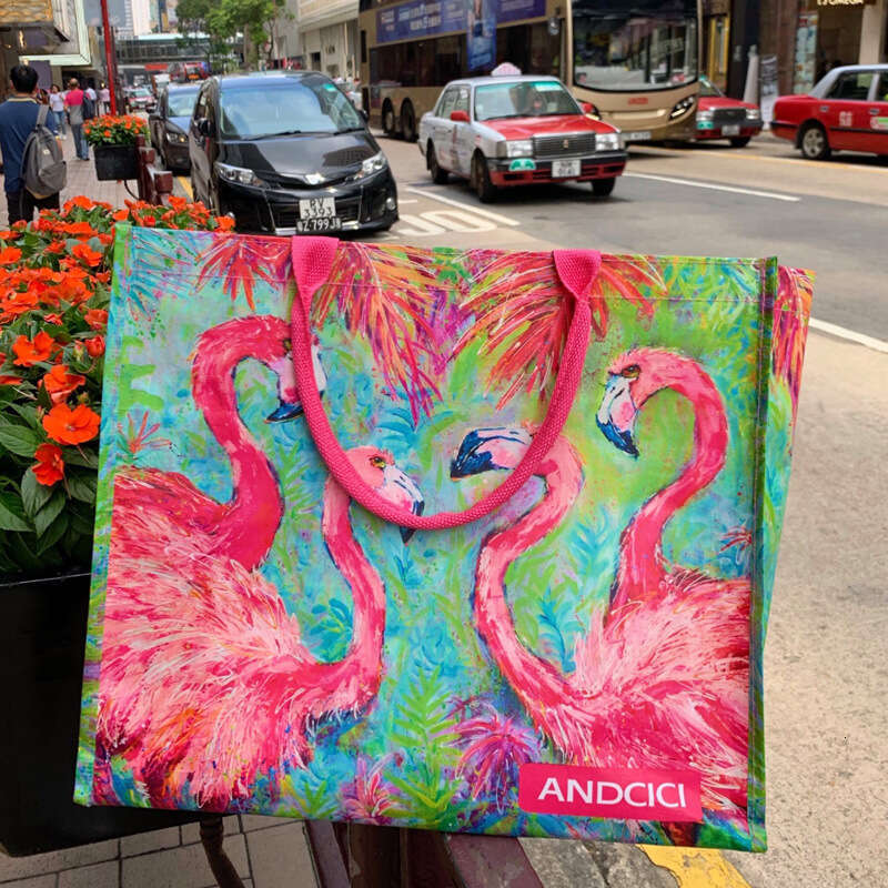 Oil Painting Foldable Large Capacity Eco-friendly Shopping Handbag Single Shoulder Women Waterproof Portable Beach Bag