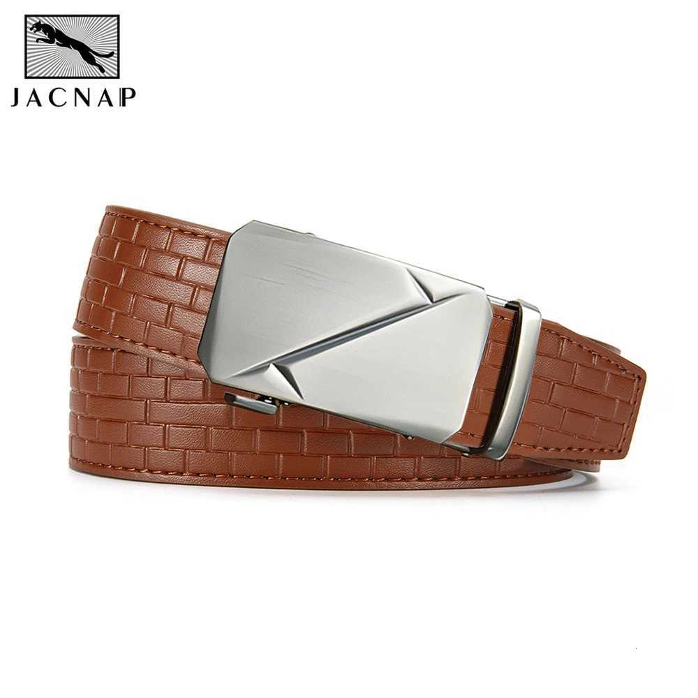 JACNAIP Men Business Belts Leather Waist Strap Male Automatic Buckle Waistband Mens High Quality Girdle Belts for Women Men Gift W251018