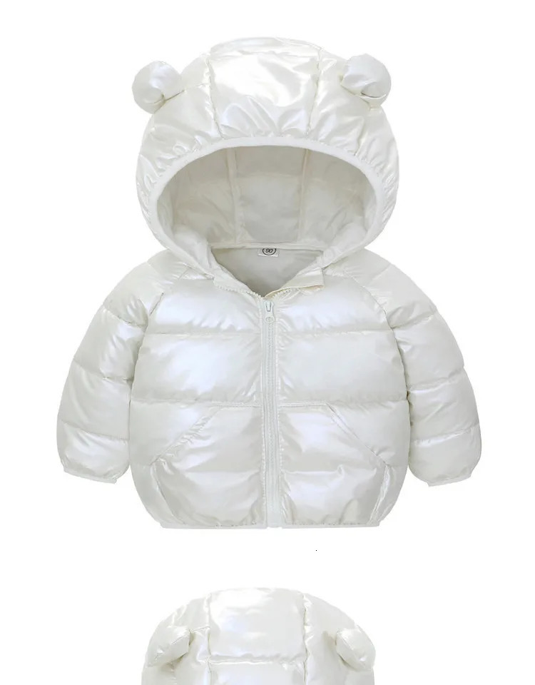 Winter Boys Girls Warm Down Coats Fashionable Casual Solid Color Shiny Ear Hooded Padded Jacket for Little Kids 251017
