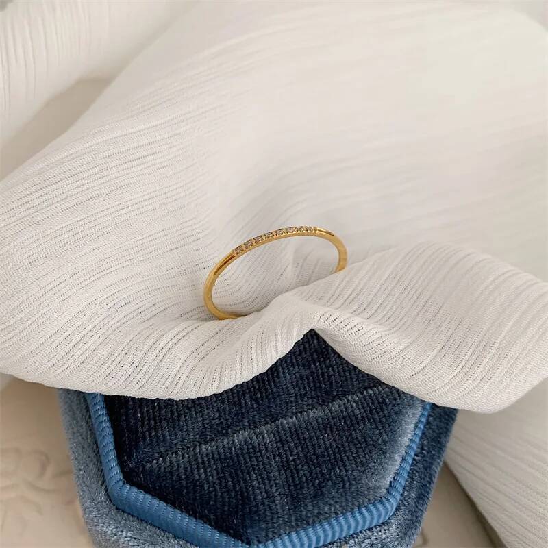 Diamond ring Fashion stainless steel Cubic Zirconia Thin Finger Ring Fashion Jewelry Zircon Wedding Ring for women free shipping