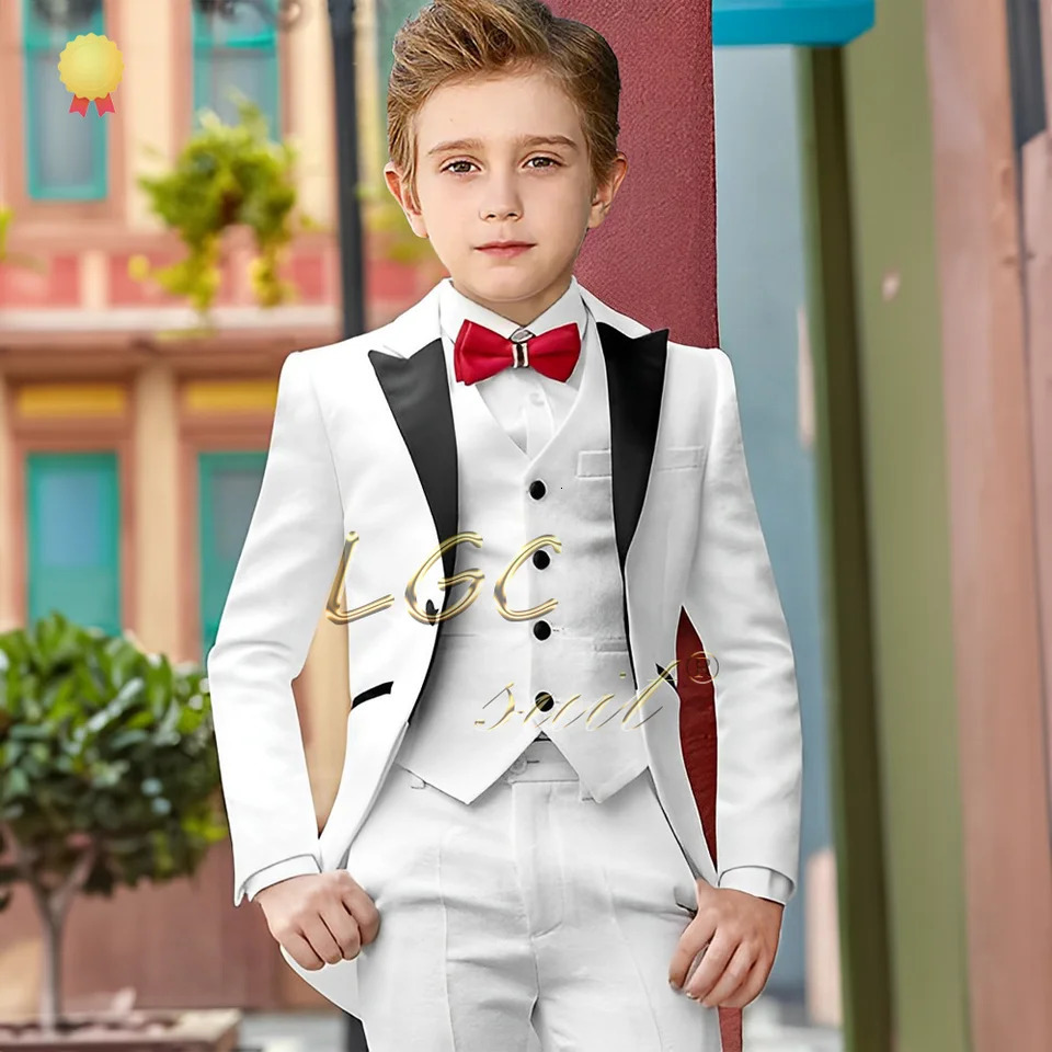 Boys shawl collar tuxedo 3piece set jacket vest trousers wedding party event celebration custom tuxedo suit 251017