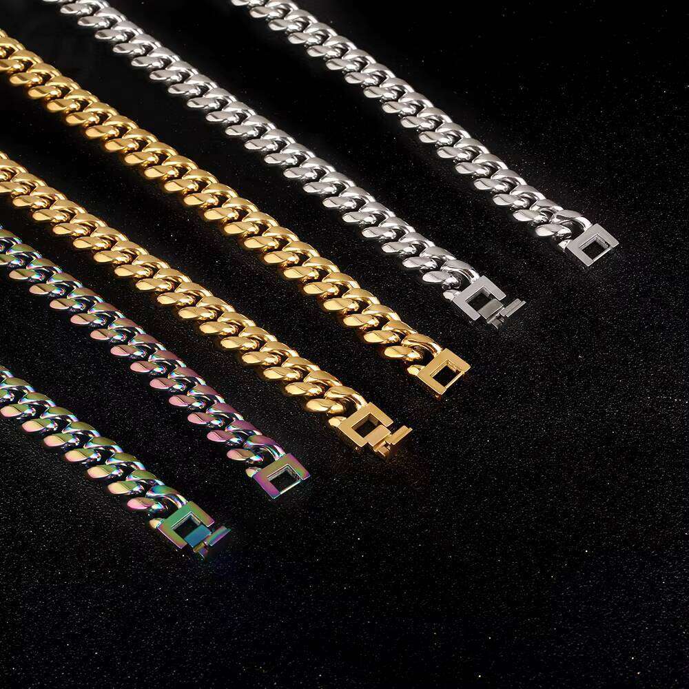 Wholesale Mens sterling silver Cuban Link Necklace Jewelry Cadenas De Hombre Hip Hop Gold Plated Chain