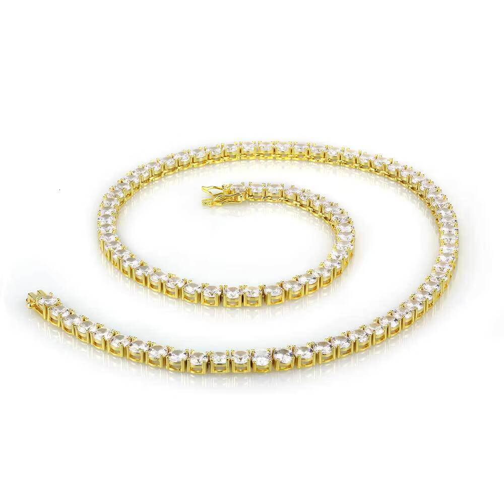 Fashion Lab Grown Diamond 18k White Gold Jewelry Tennis Chain Men Women Necklace