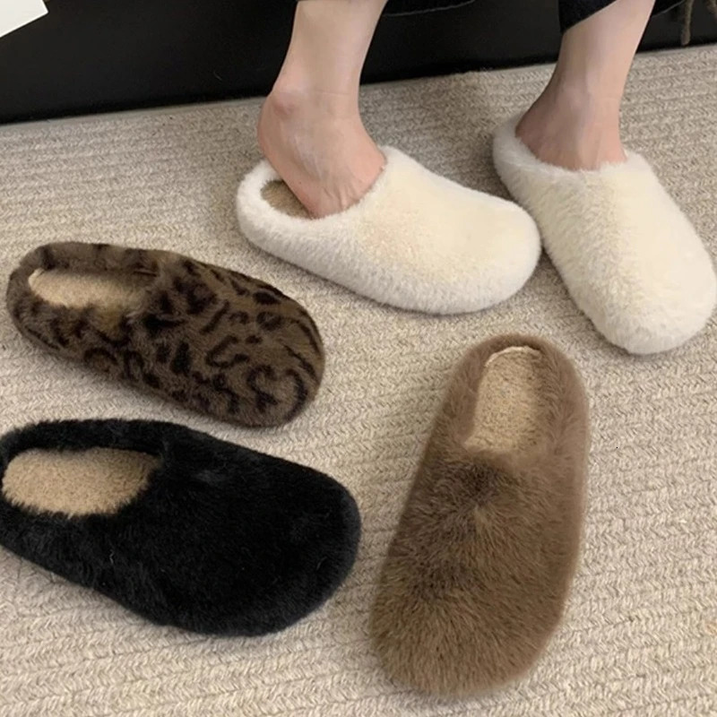 Winter Women Warm Cotton House Slippers Concise Round Toe Shoes Ladies Comfort Bedroom Flats Slides Shoes 251013