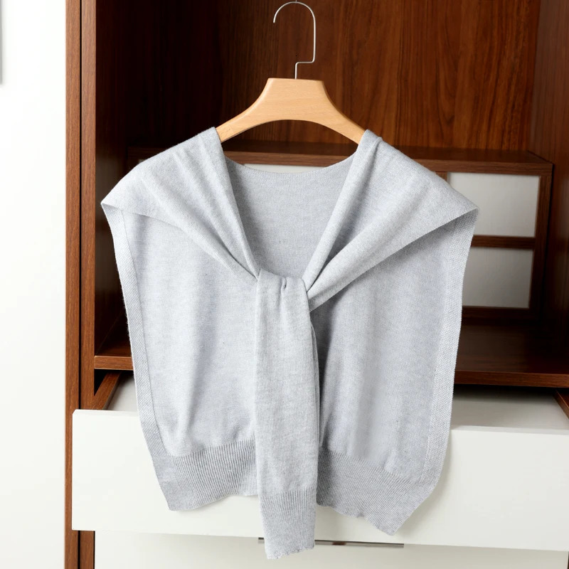 Ladies Knitted Sleeveless Solid Color Tie front Versatile shawl AirConditioned Room Neck Protector Scarf Shirt With A Vest 251016