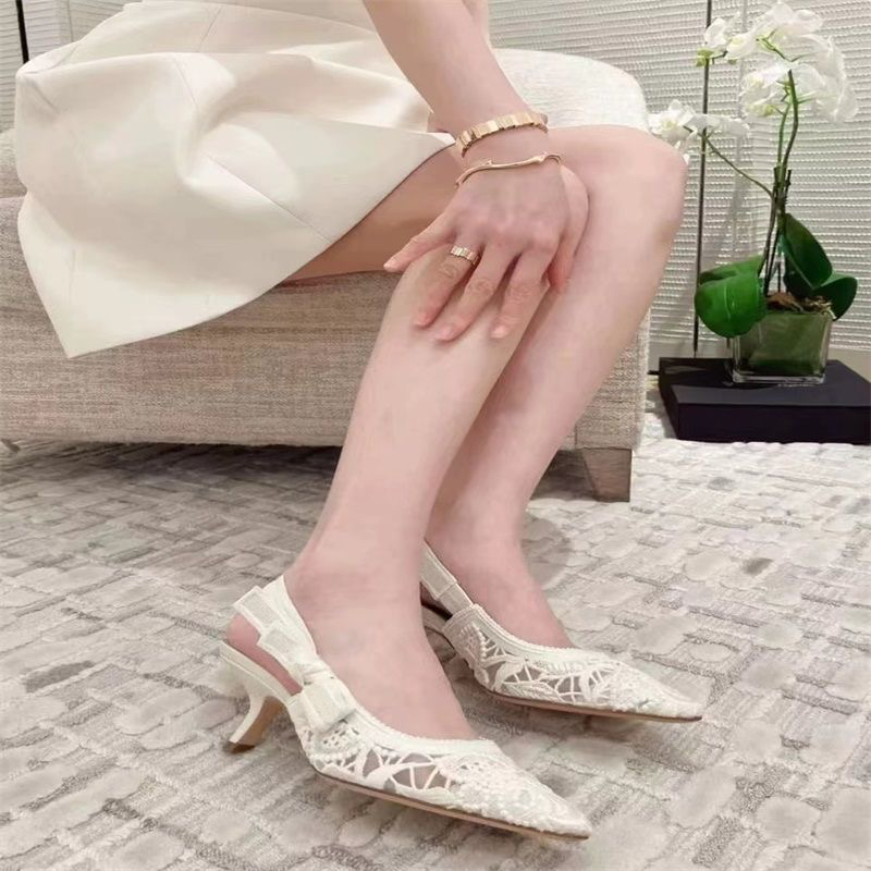 Luxury sandals Parisian designer shoes classic black embroidered pointed casual sandals anti slip and breathable outdoor high heels wedding party shoes for slide