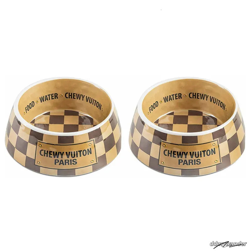 Pet Food Water Bowl Set With Mat - Anti-Slip Melamine Feeding Dish For Cats And Dogs, Wide Base Ddmywonder