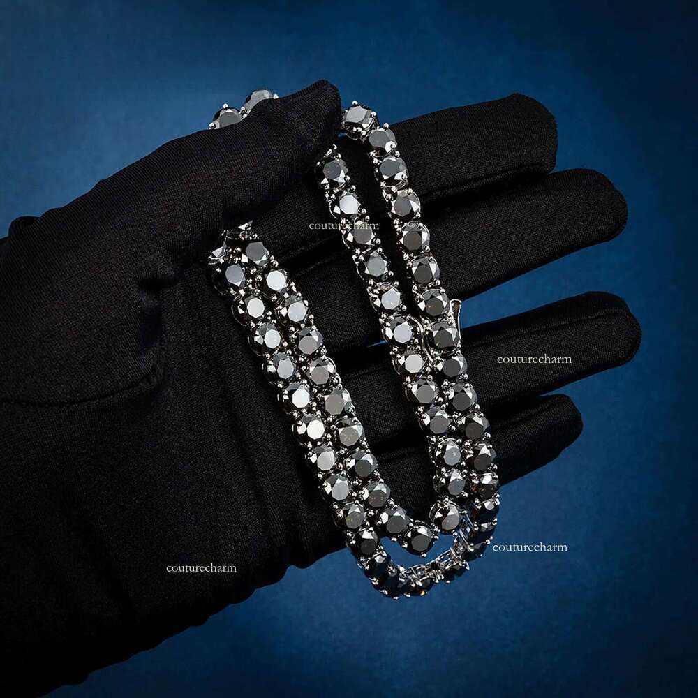 High Quality Rare Black Moissanite Tennis Chain 100% Dia Test Passed Hip Hop Style Necklace Direct From Factory for Men
