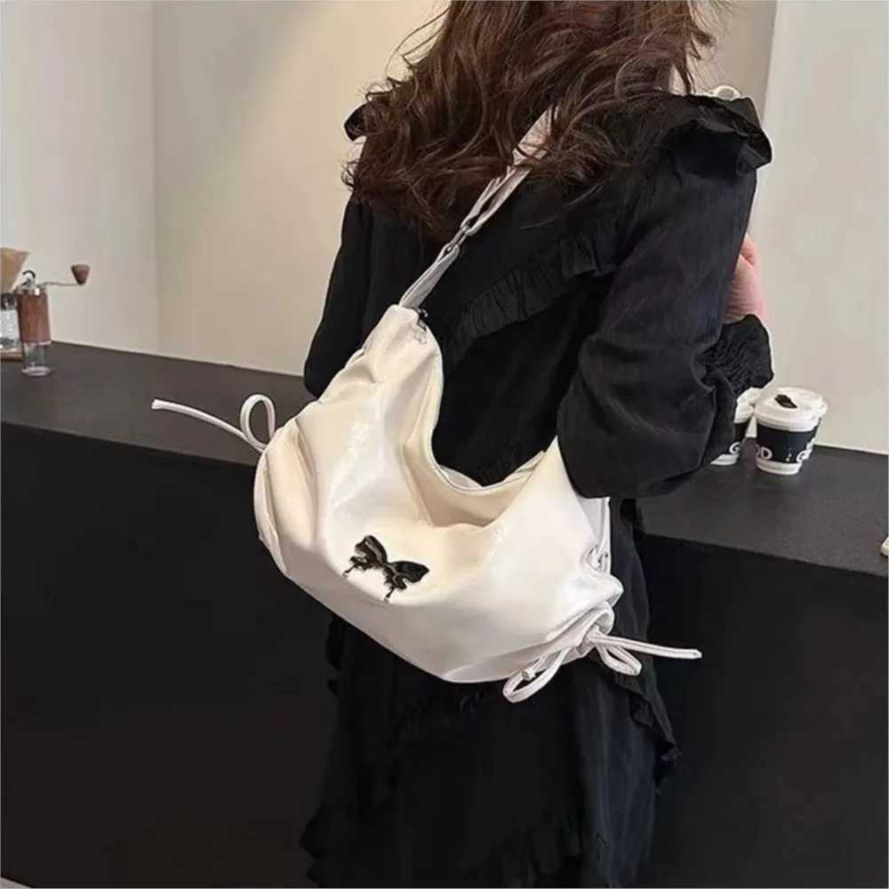 JIAERDI Hot Girls Black Shoulder Bags Women Sweet Cool Leather Bow Butterfly Chic Y2k Handbag Female Vintage Messenger Bag Purse Z251018
