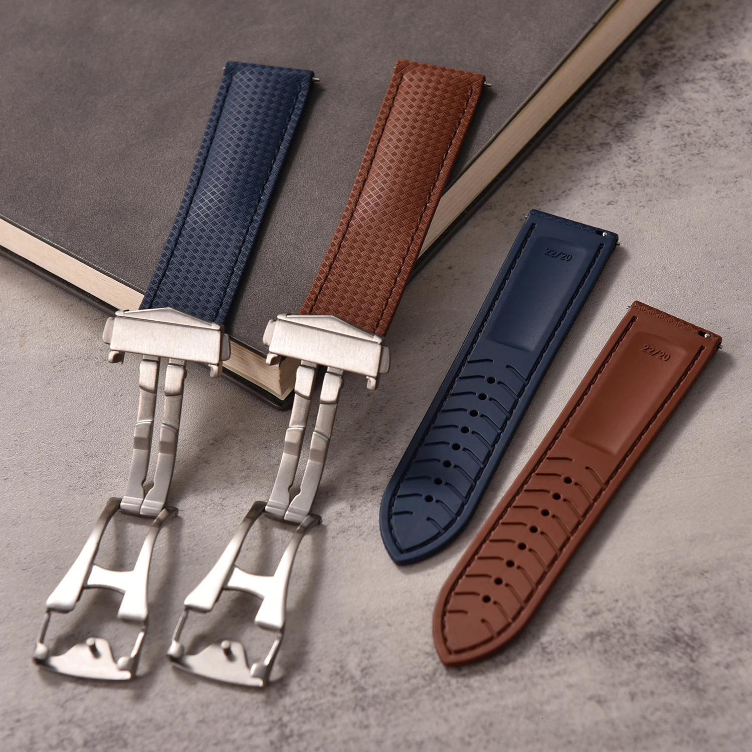 Premium FKM Rubber Watch Strap mm Quick Release Butterfly Buckle Waterproof Soft Universal Band For Dive Watches 251016