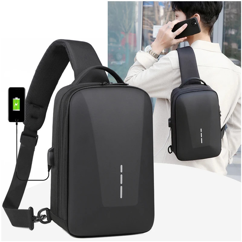 Antitheft Combination Lock Chest Packs With USB Charging Port Fashion Business Mens Crossbody Bag Travel Storage Shoulder Bag 251014
