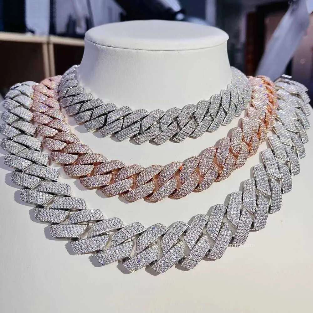 moissanite Cuban Link Chain Custom chain Pendant Necklaces Pass Test Vvs Moissanite Dia Hip Hop Men Jewelry