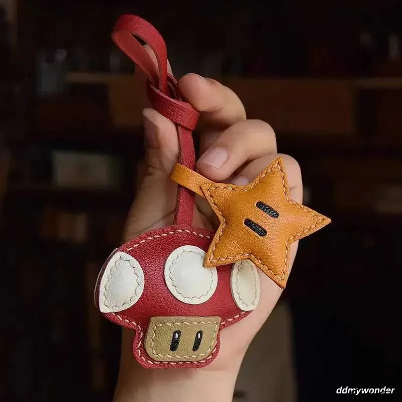Sheepskin Leather Mushroom Keychain Charm - Handmade Cute Bag Decoration And Exquisite Accessories Ddmywonder