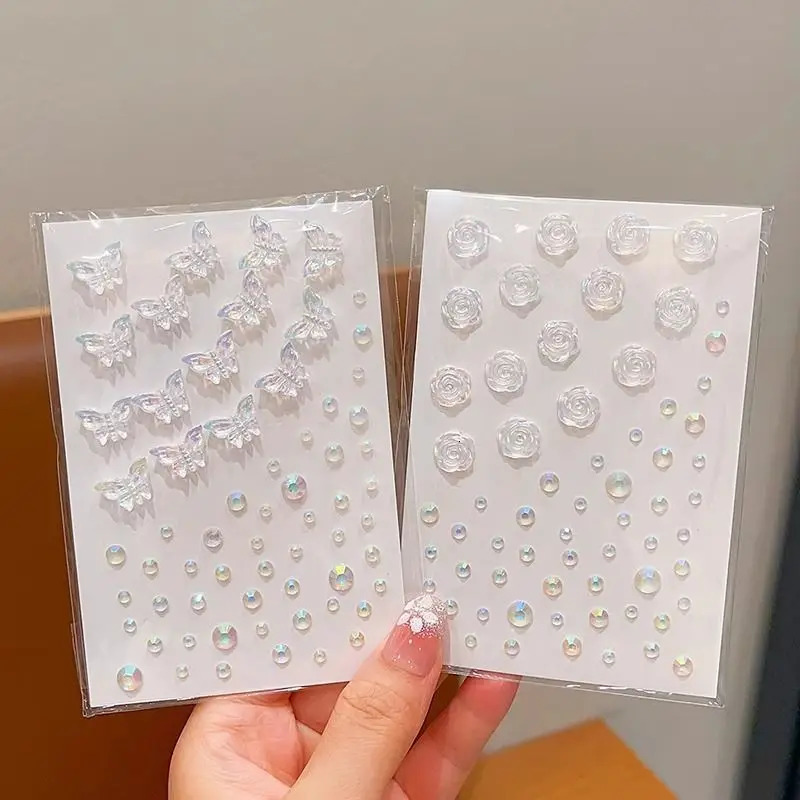 16pcs 3D Acrylic Diamond Stickers Butterfly Crystal Patch Face Paste Stage Makeup Rhinestones Jewelry Mermaid Pearl Tattoo 251015