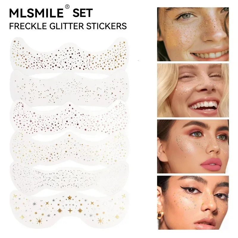 6pcsset Face Fake Freckles Tattoo Sticker Freckle Makeup Patch Waterproof Onetime Tattoo Stickers Lasting Face Natural Freckle 251015