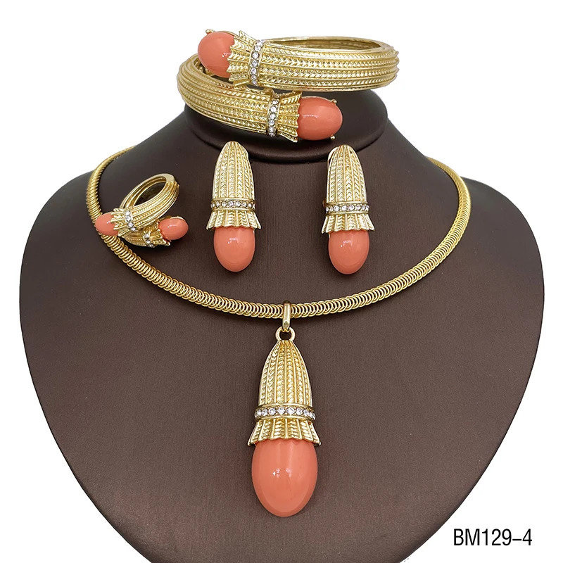 Italian Red Opal Pendant Jewelry Set For Women Wedding Jewellery Gift Daily Wear Party Women Accessories 251016