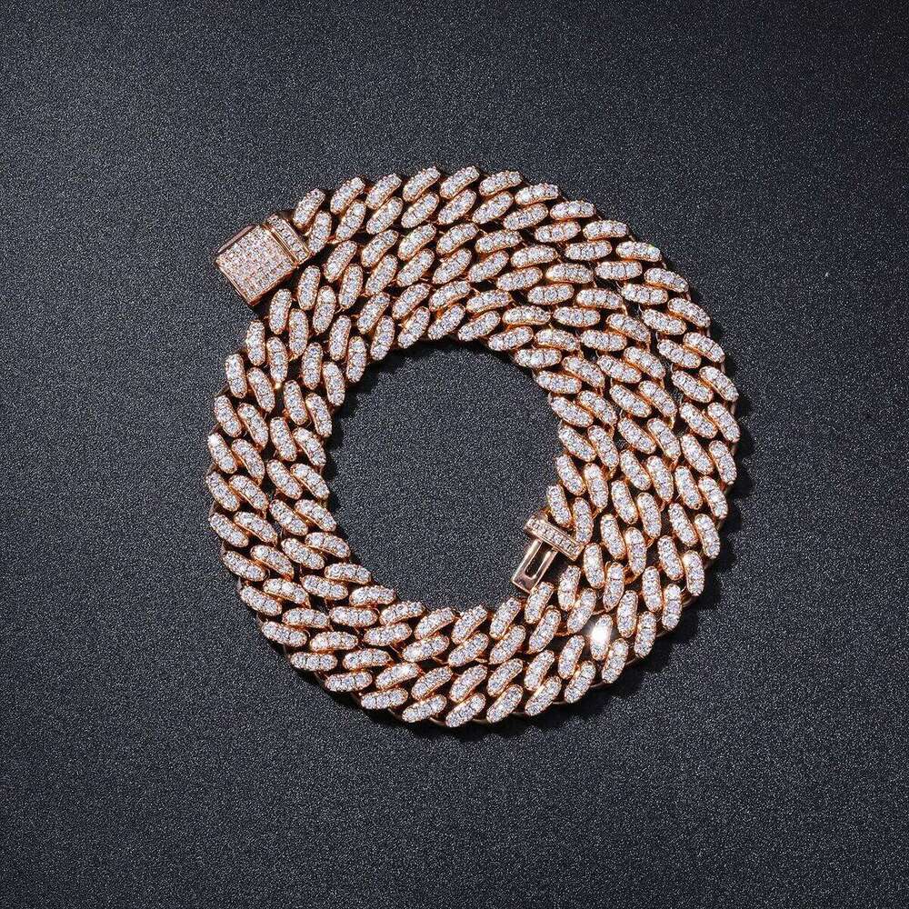 Necklace Ice Out Pure Sier Carbon Silicon Stone Cuban Chain Hip Hop Jewelry