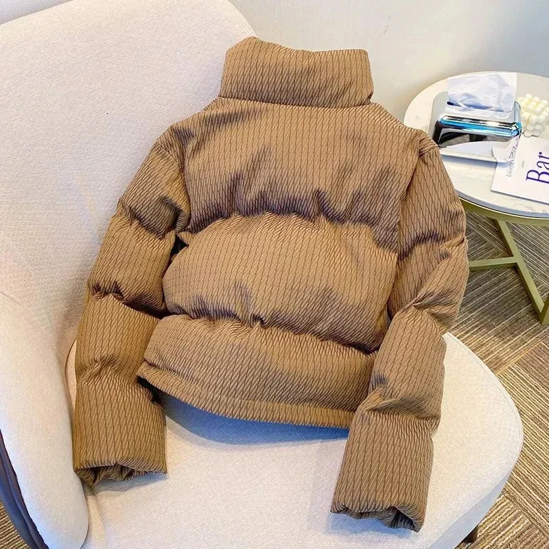 Winter Warm Parkas Coats Women Fashion Loose Standing Collar Crop Down Jacket Y2K Korean AllMatch Zipper Outerwear 251017