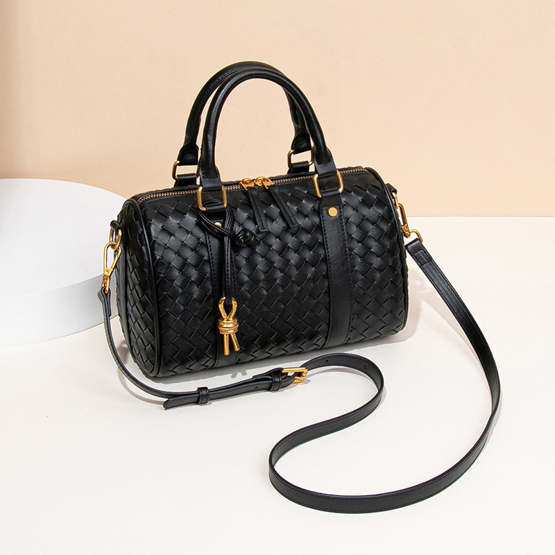 Spring Summer New Handheld Boston Woven Business Commuter Travel Bag Single Shoulder Crossbody Handbag