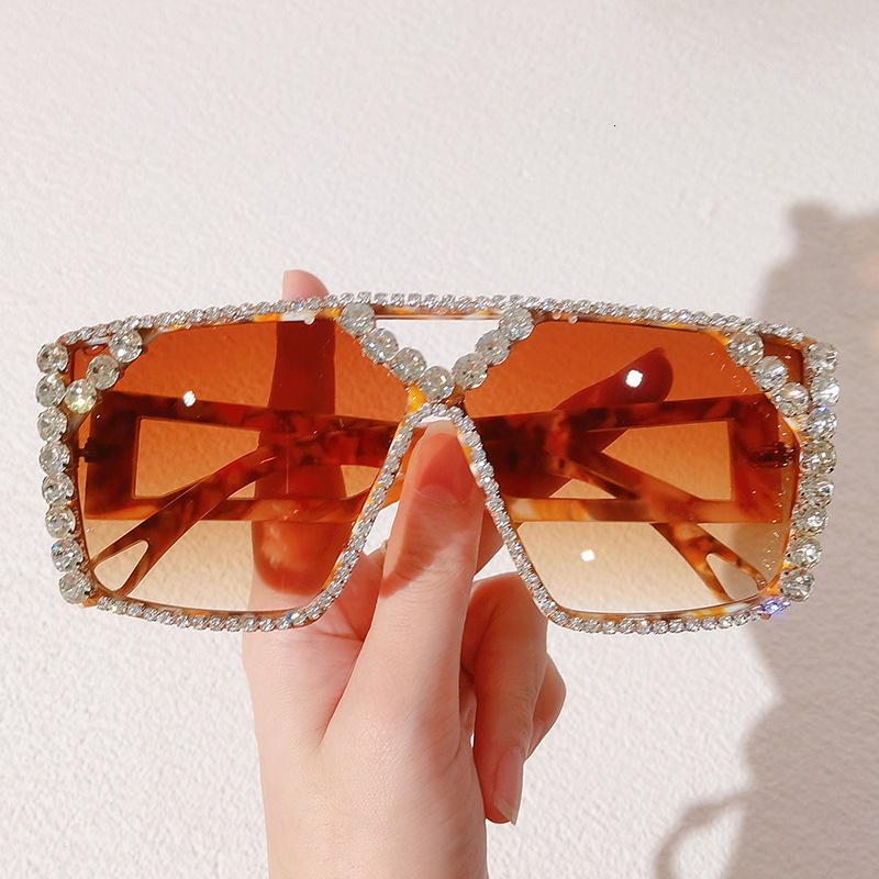 Luxury Brand Designer Jewelry New Style Large Angular Sunglasses For Women, Square Frame, Face Slimming, Fashionable Outdoor