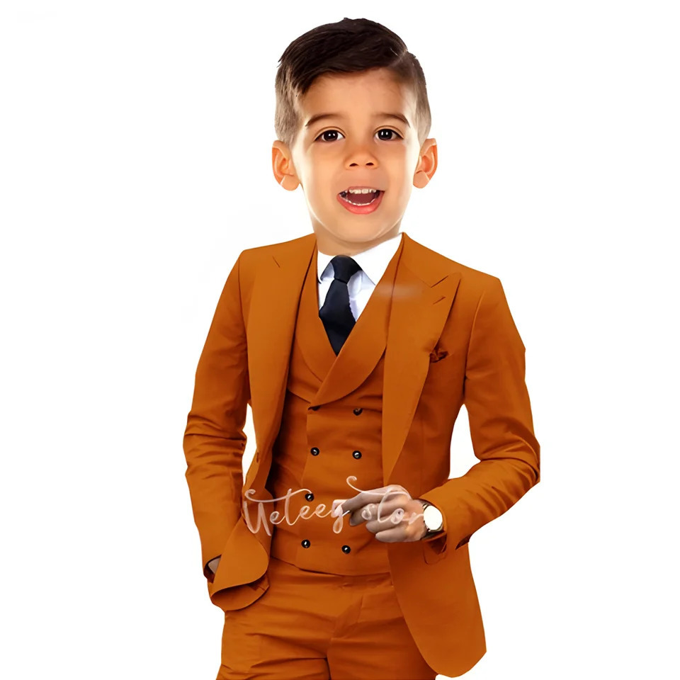 Boys Suit Orange Wedding Attire Tuxedo Party Ceremony Dress Suit for Kids Formal Custom Blazer 3 Piece Set 251017