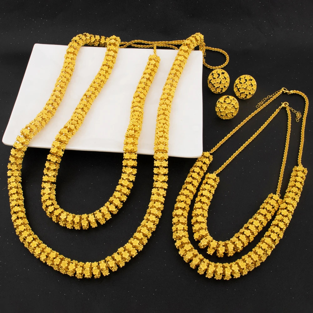 dubai 24k gold jewelry jewelry necklaces Earrings Ring woman jewelry african bridal Wedding Party Jewelry accessories 251016