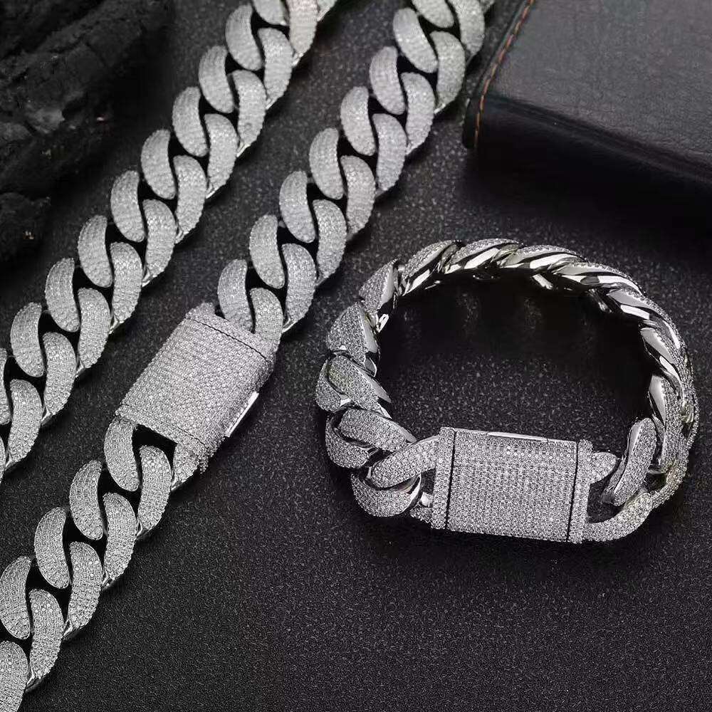 High designer bracelet18mm 20mm 22mm Silicon Stone Necklace Hiphop Jewelry Sier Cuban Chain