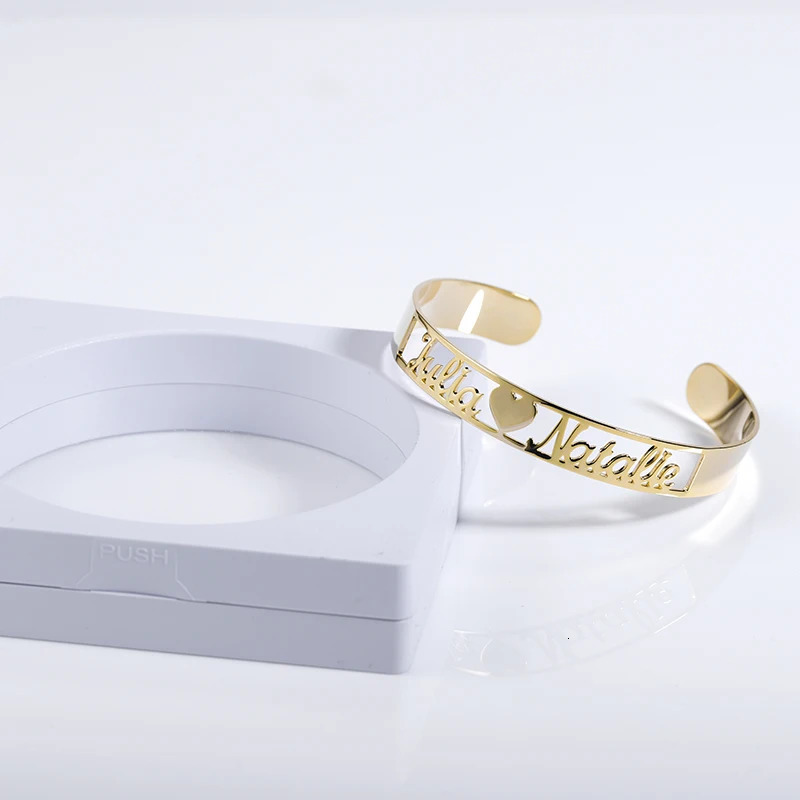 Cutomized Gold Name Bangle High Quality Stainless Steel Personalized ID Nameplate Bangles Bracelet Adjusted 251014