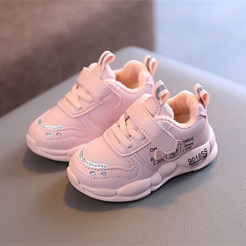 Autumn Winter Casual Shoes for Baby Boys Girls Plush Warm Kids Sneakers Solid Walking Shoes Toddler PU Leather Cotton Shoes 251014
