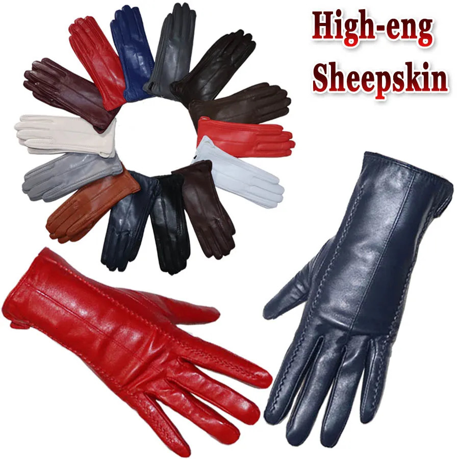 Genuine Sheepskin Gloves Womens Winter Warm Thickened Thin Touch Screen Leather Gloves Outdoor Riding Highend Fashion 2025 251015