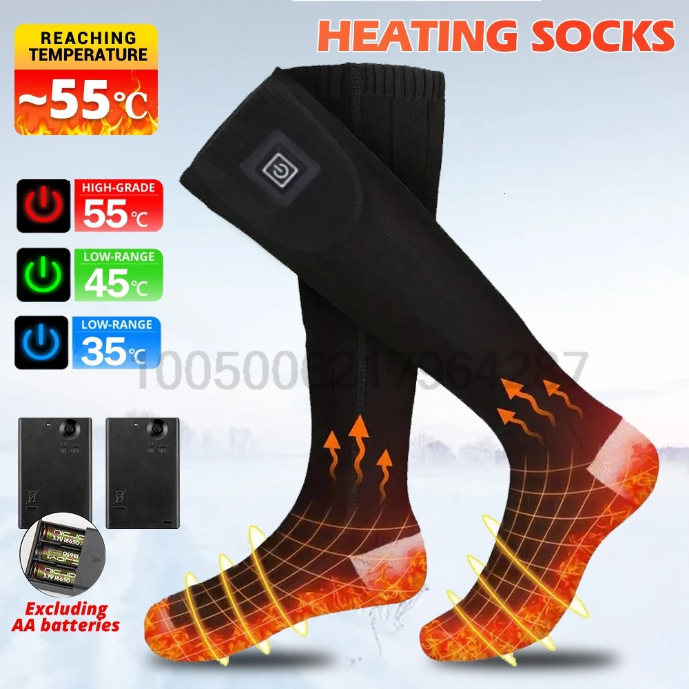 Winter Heating Socks With Battery Box Rechargeable AntiCold Men Thermal Heated Foot Warmer Outdoor Camping Ski Sports Wnter 251009